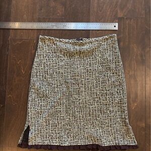 My Michelle Tan and Brown Embellished Mini Pencil Skirt